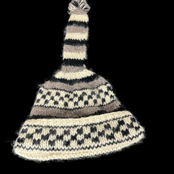 Nepal Knit Sherpa Hat Ski Heavy 100% Wool Cap OS - Picture 1 of 2